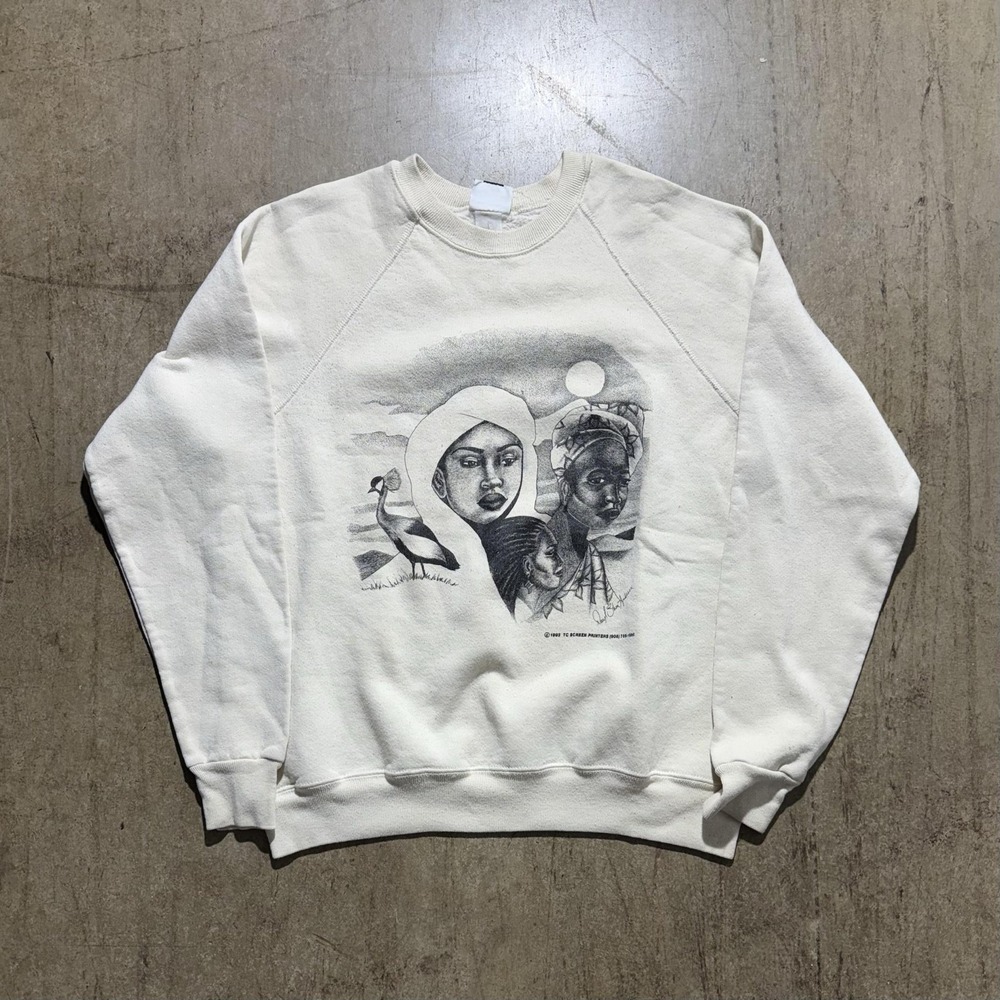 Vintage Lee Sweatshirt Mens XL White Crewneck Fleece Art Graphic 1993 USA 90s